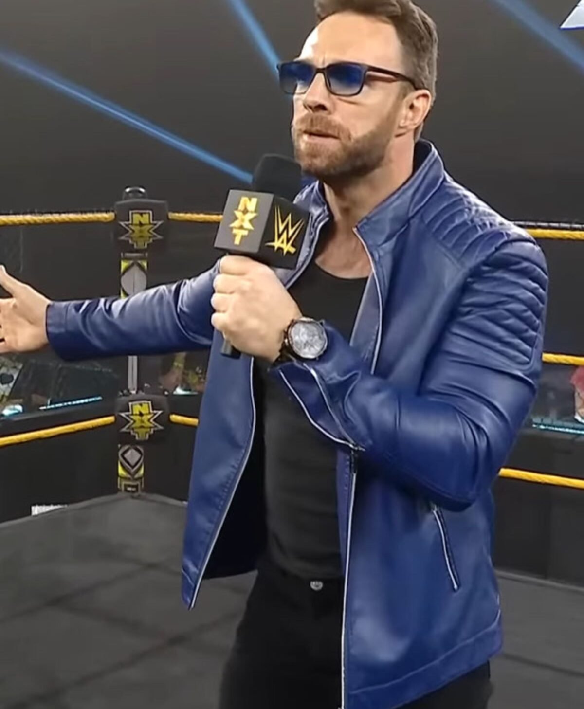 LA Knight Red Jacket On NXT Leather Jacket