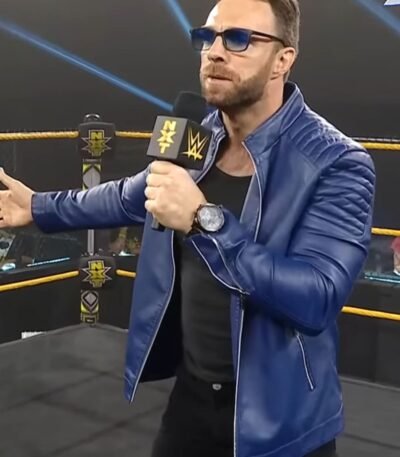 LA Knight Red Jacket On NXT Leather Jacket