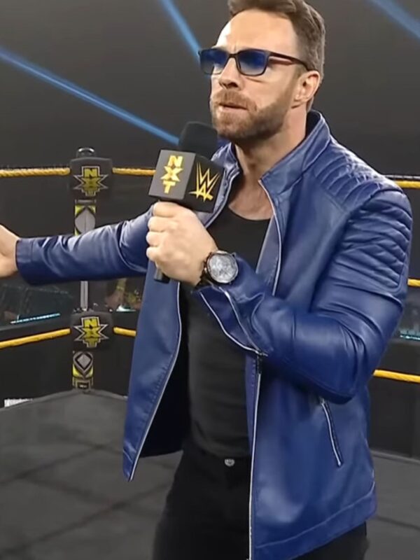 LA Knight Red Jacket On NXT Leather Jacket