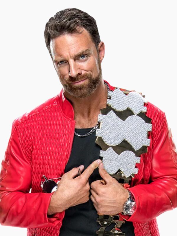 LA Knight WWE Red Leather Jacket