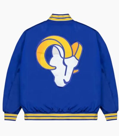 LA Rams Gold Rib Bomber Royal Satin Jacket