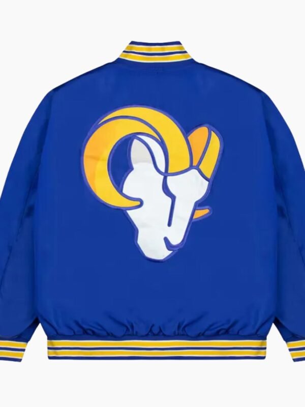 LA Rams Gold Rib Bomber Royal Satin Jacket