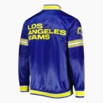 LA Rams Throwback Warm Up Pitch Blue Varsity Satin Jacket