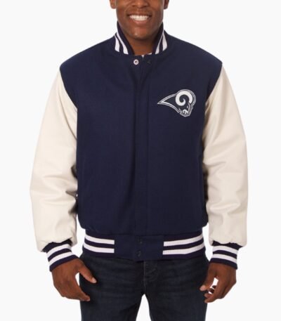 LA Rams White and Blue Varsity Jacket