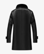 Lambskin Mens Leather Sherpa Coat Faux Shearling Collar