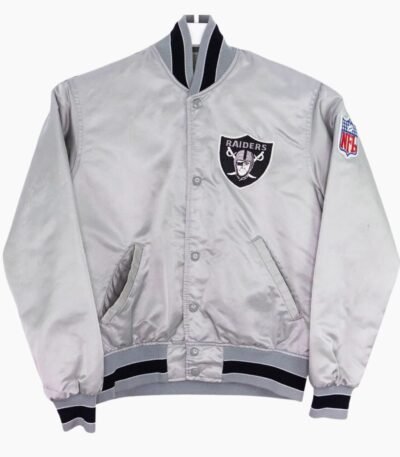 Las Vegas Raiders 80's Silver Satin Jacket