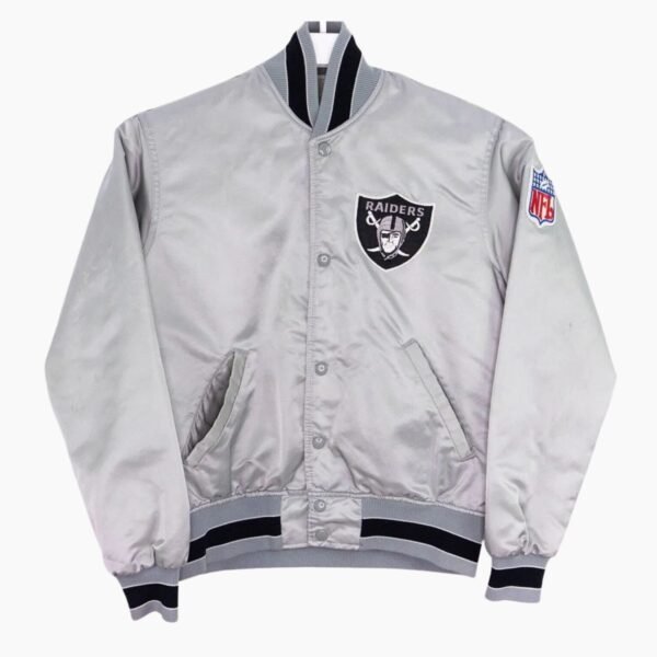Las Vegas Raiders 80's Silver Satin Jacket
