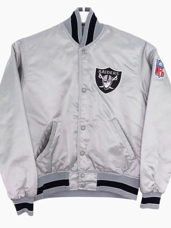 Las Vegas Raiders 80's Silver Satin Jacket