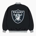 Las Vegas Raiders Gray and White Rib Bomber Black Jacket