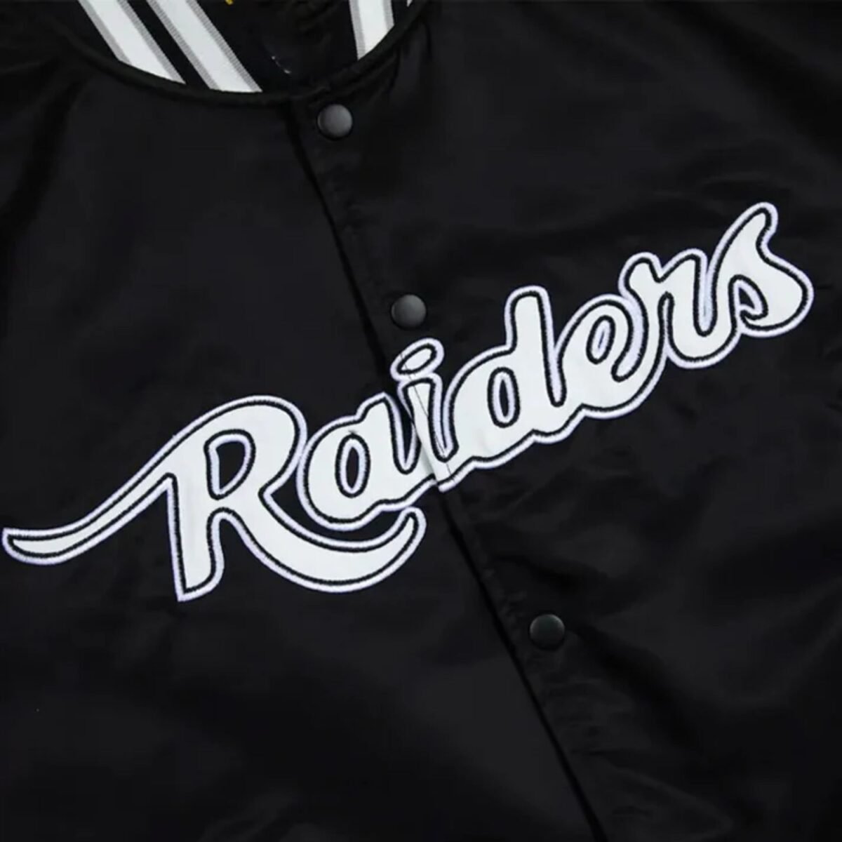 Las Vegas Raiders Gray and White Rib Bomber Black Jacket