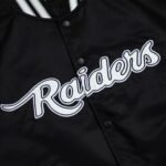 Las Vegas Raiders Gray and White Rib Bomber Black Jacket