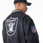 Las Vegas Raiders NFL Black Satin Bomber Jacket