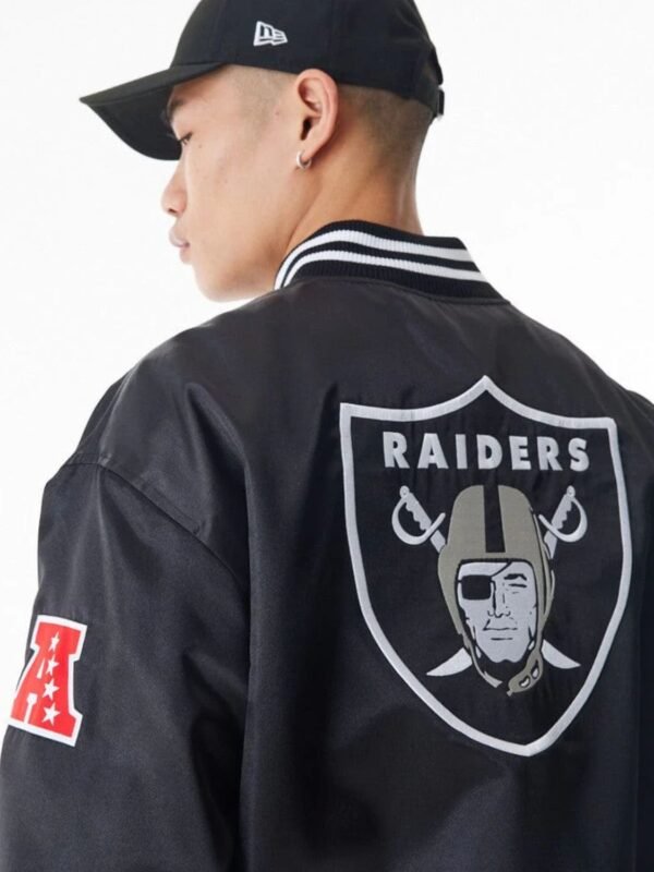 Las Vegas Raiders NFL Black Satin Bomber Jacket