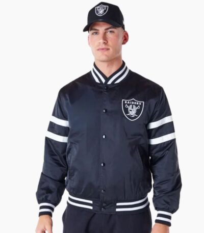 Las Vegas Raiders NFL Satin Black Bomber Jacket