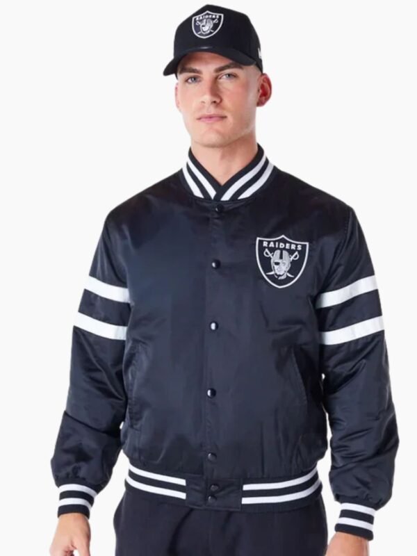 Las Vegas Raiders NFL Satin Black Bomber Jacket