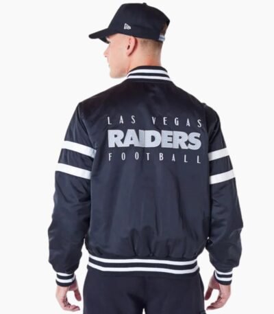Las Vegas Raiders NFL Satin Black Bomber Jacket