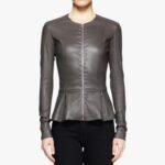 Leather Peplum Jacket for Women