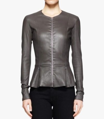 Leather Peplum Jacket for Women