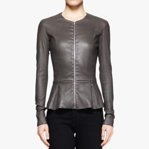 Leather Peplum Jacket for Women