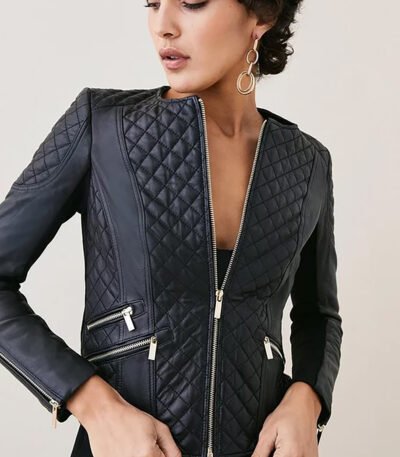 Leather Quilted Biker Jacket