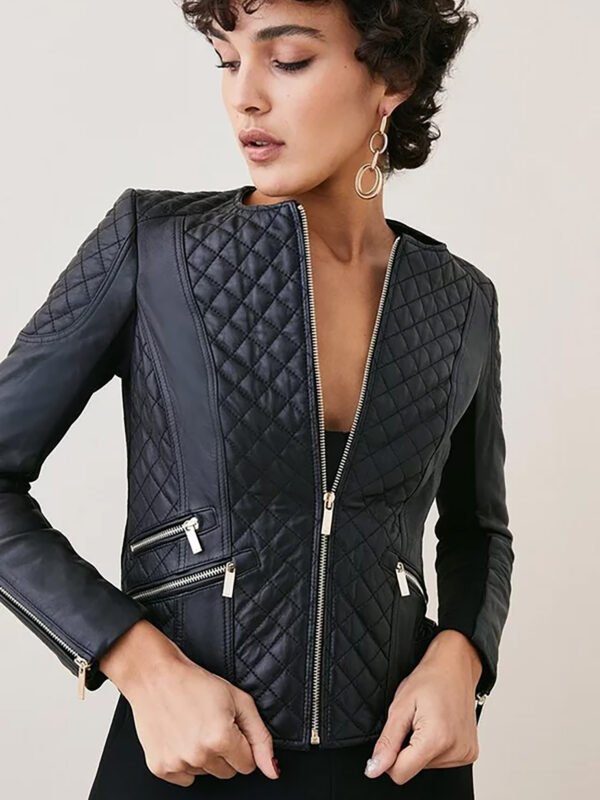 Leather Quilted Biker Jacket