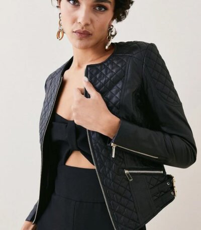 Leather Quilted Biker Jacket