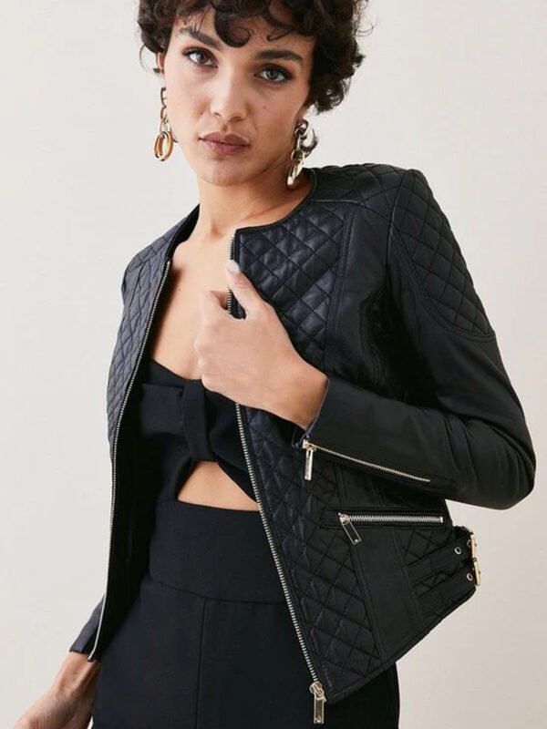 Leather Quilted Biker Jacket