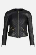 Leather Quilted Biker Jacket