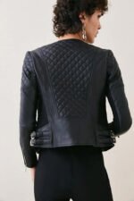 Leather Quilted Biker Jacket