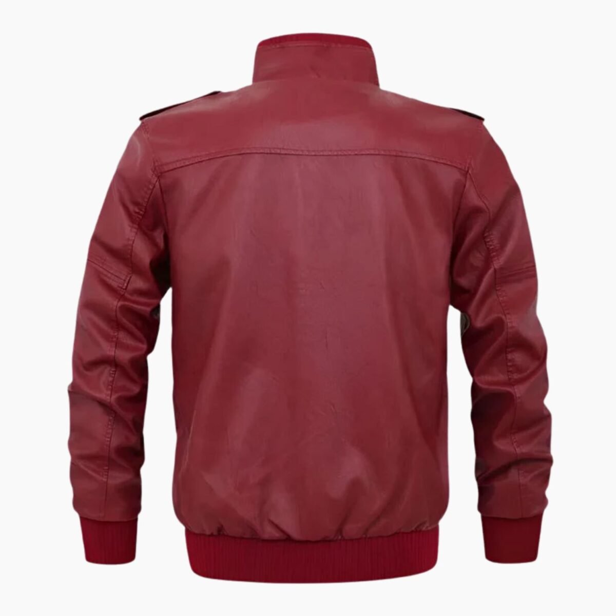 Leather Red Bomber Jacket For Men