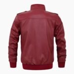 Leather Red Bomber Jacket For Men