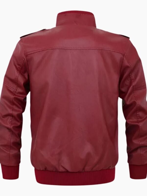 Leather Red Bomber Jacket For Men