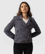 Leather Suede Jacket Charcoal By MJH