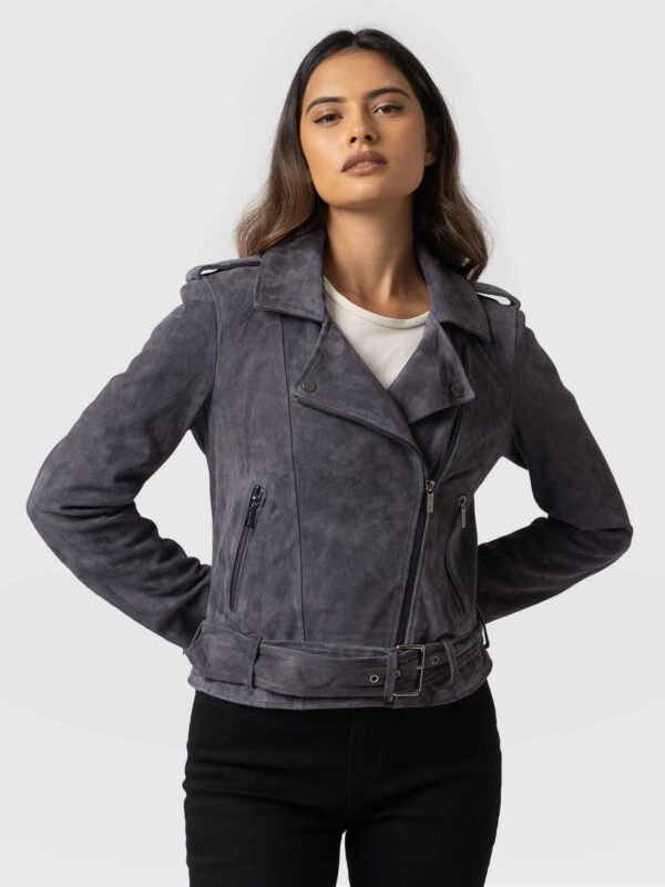 Leather Suede Jacket Charcoal By MJH