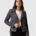 Leather Suede Jacket Charcoal By MJH