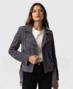 Leather Suede Jacket Charcoal By MJH
