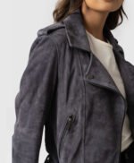 Leather Suede Jacket Charcoal By MJH