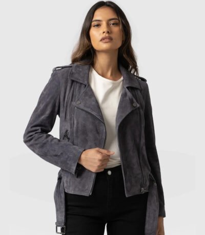 Leather Suede Jacket Charcoal By MJH