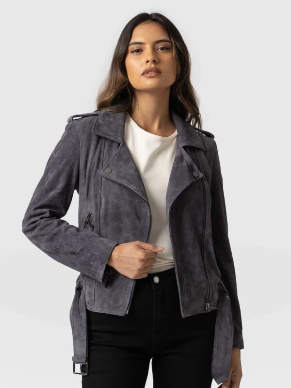 Leather Suede Jacket Charcoal By MJH