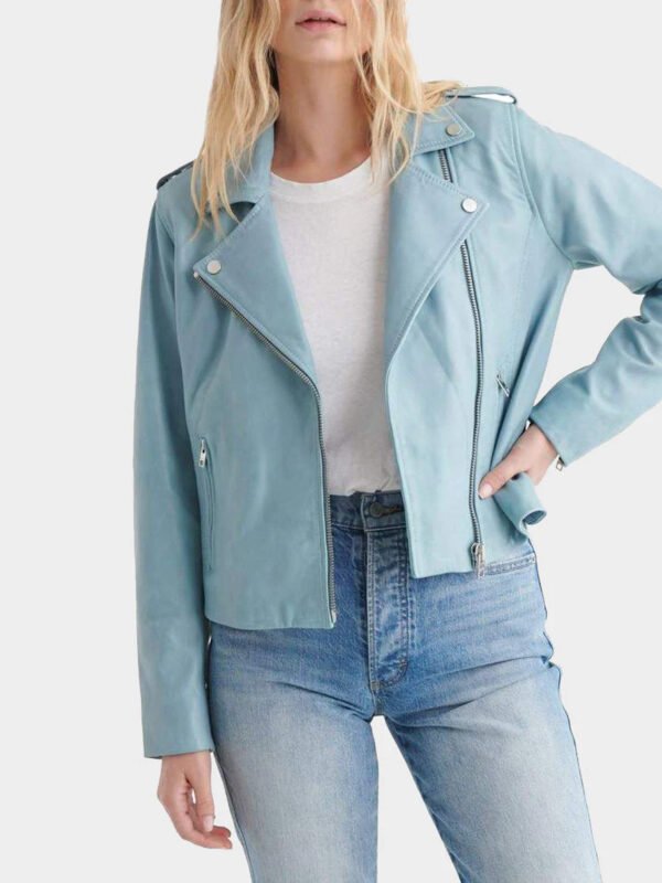 Light Blue Biker Jacket