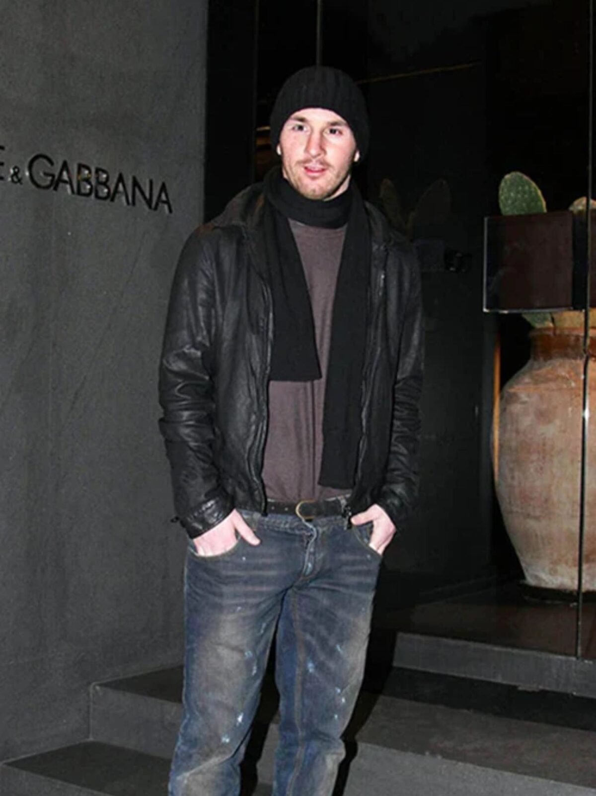 Lionel Messi Black Leather Jacket