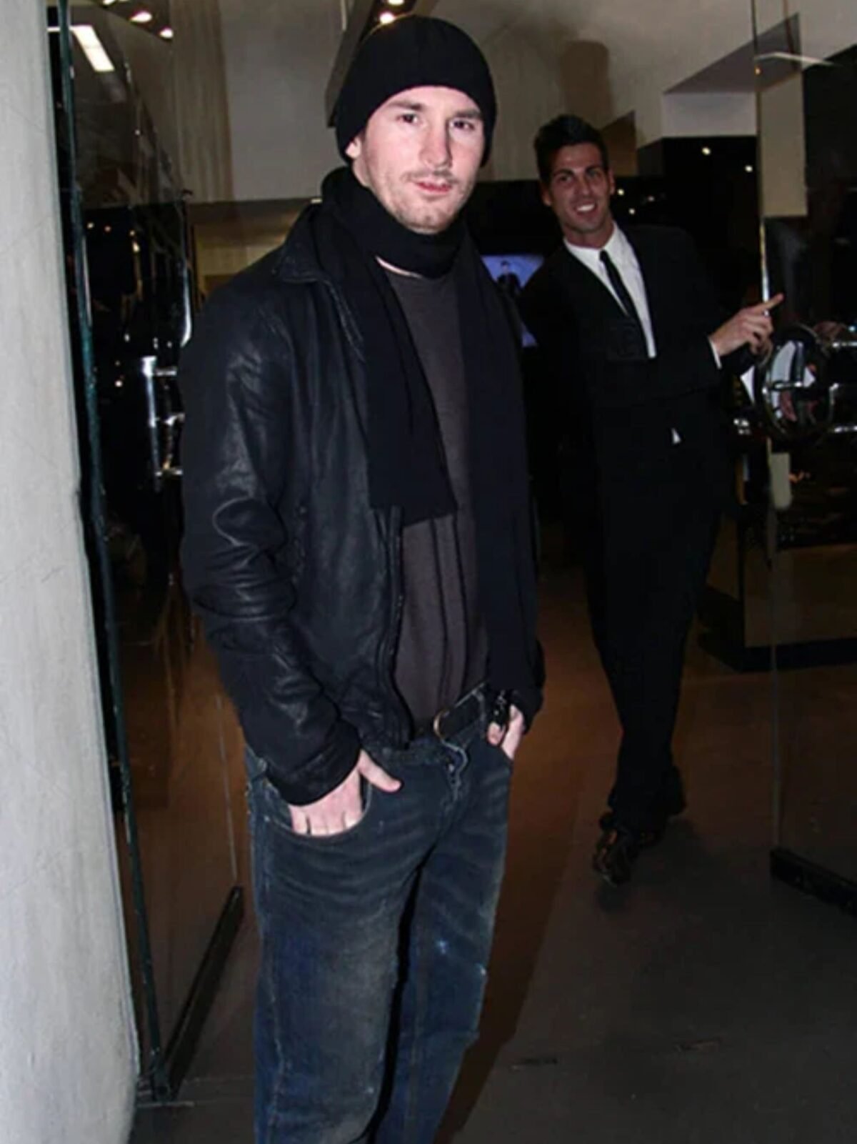 Lionel Messi Black Leather Jacket