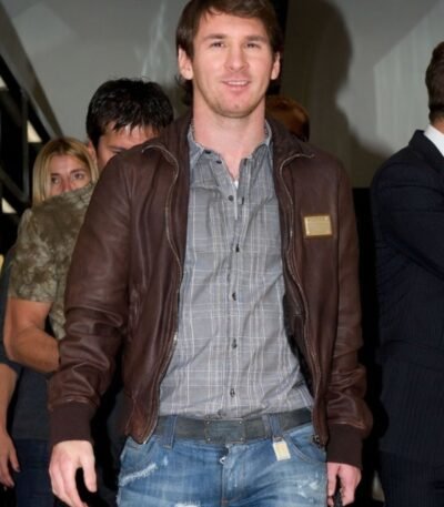 Lionel Messi Brown Leather Jacket