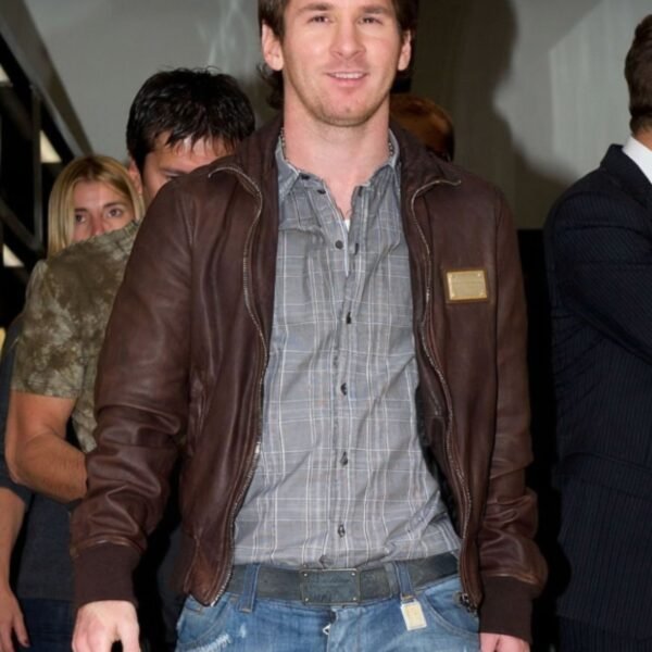 Lionel Messi Brown Leather Jacket