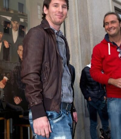 Lionel Messi Brown Leather Jacket