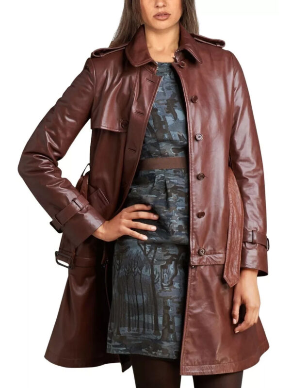 Long Real Leather Coat for Woman