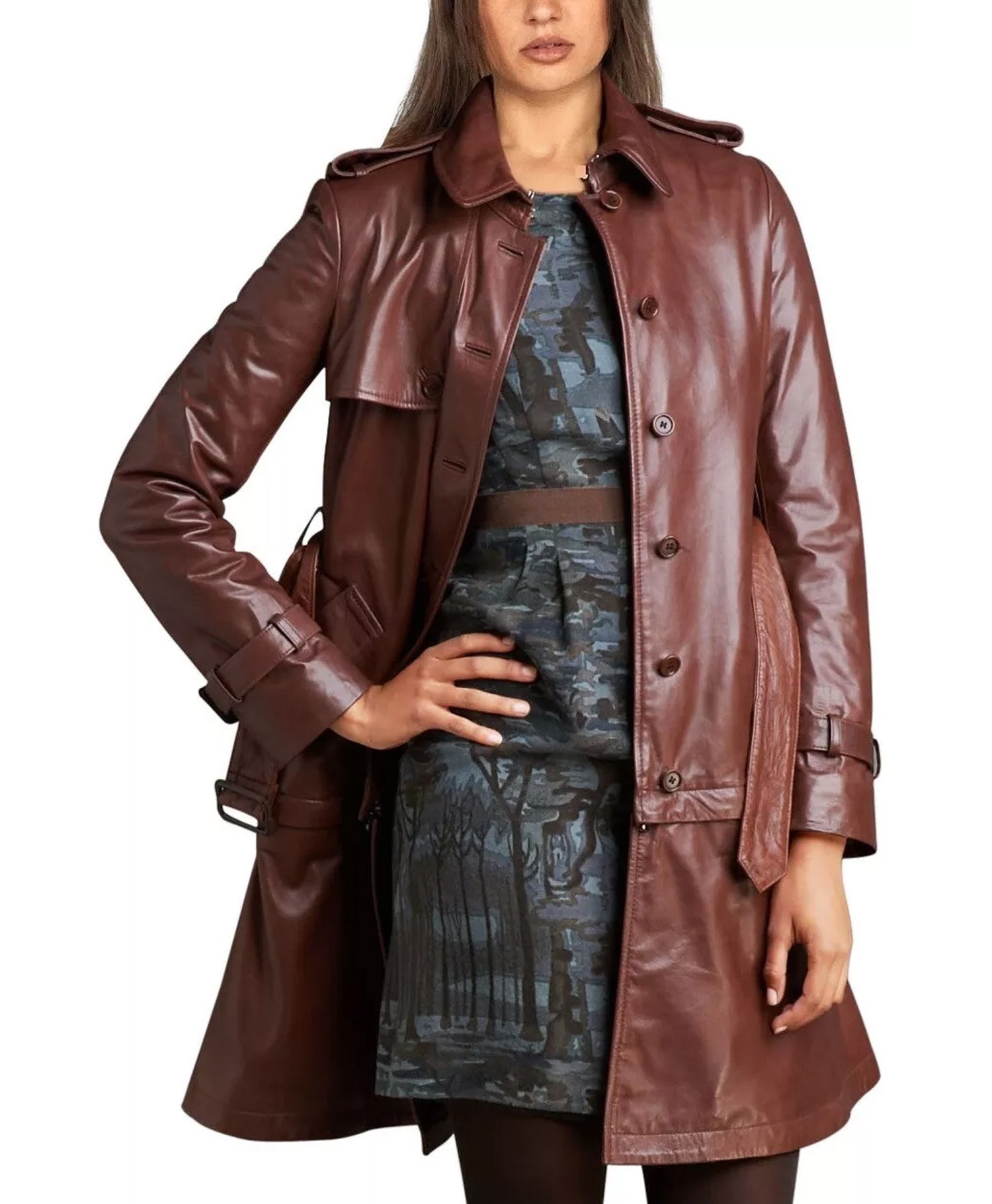 Long Real Leather Coat for Woman Long Real Leather Coat for Woman