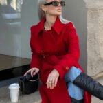 Long Red Wool Trench Coat