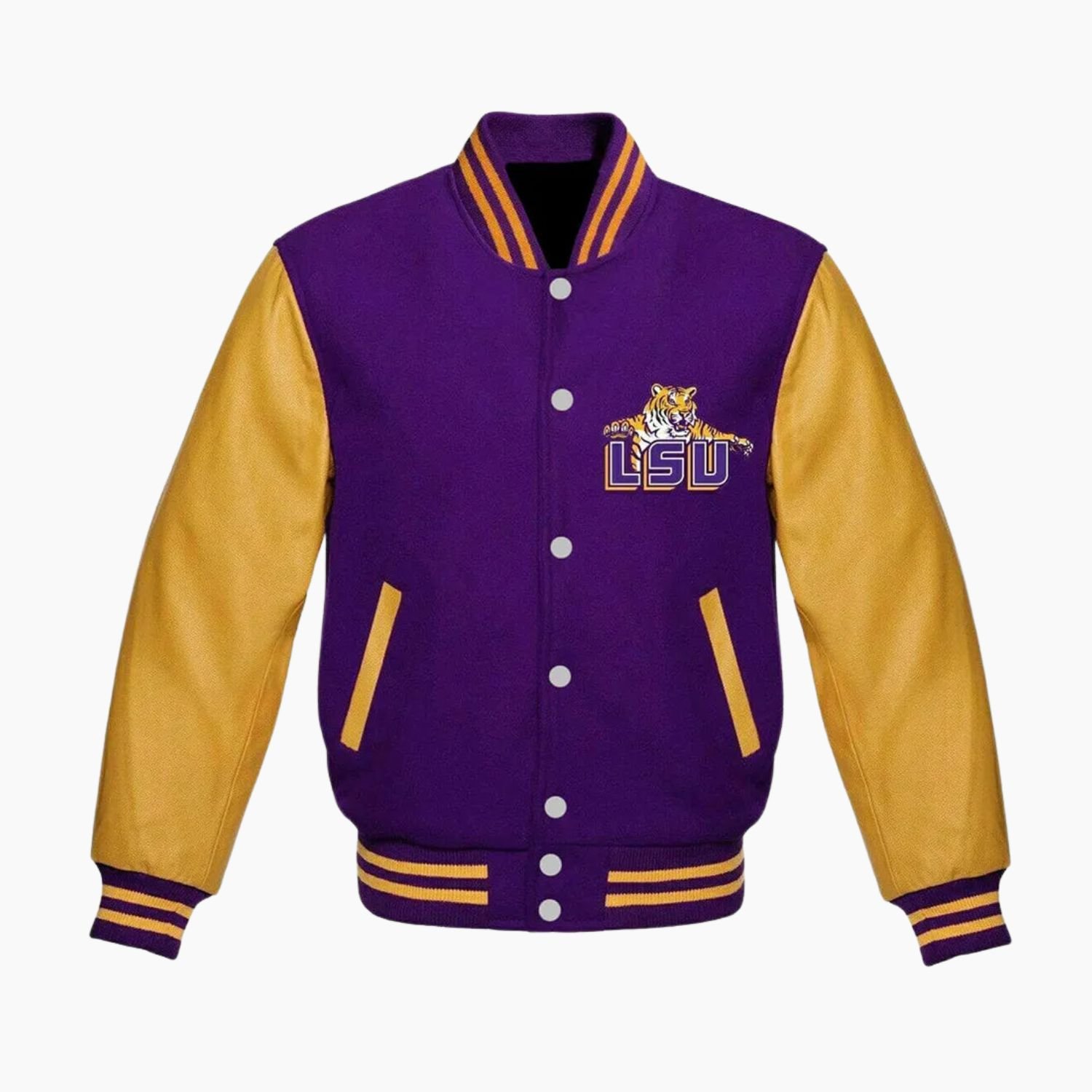 Louisiana State Tigers Purple and Gold Varsity Jacket Louisiana State Tigers Purple and Gold Varsity Jacket