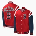 MLB Boston Red Sox Red and Blue Polyester Varsity Jacket